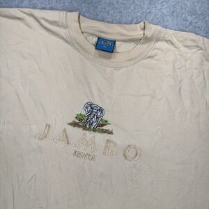 VTG Jambo Kenya Africa T-Shirt Size XL Embroidered Elephant Tank Airborne